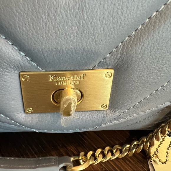 NWT Moncrief of London Cathryn Elegant Blue Quilted Shoulder Bag - Picture 5 of 13